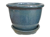 Wholesale Ceramic Pots & Planters > Pot w/ Saucer Series
Mini Pot with Saucer : Rim Glazed (Running Green)