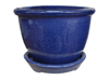 Wholesale Ceramic Pots & Planters > Pot w/ Saucer Series
Mini Pot with Saucer : Rim Glazed (Running Blue)