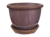 Wholesale Ceramic Pots & Planters > Pot w/ Saucer Series
Mini Pot with Saucer : Rim Glazed (Running Brown)