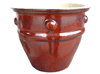 Garden Accessories, Pots & Planters > Malay Series
Flat Rim Malay Pot : Special Art Design: Embossed Dots (Oxblood Red)