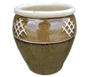 Clay Pots & Planters > Urn Series
HaiNam Urn : Design #303:<br>Rim Unglazed (Green & Brown)