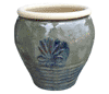 Clay Pots & Planters > Urn Series
HaiNam Urn : Stamped Design #305:<br>Rim Unglazed (Green/Blue)