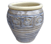 Clay Pots & Planters > Urn Series
HaiNam Urn : Stamped Design #308:<br>Rim Unglazed (Lavender/Blue)