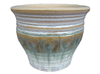 Plant Container, Pots & Planters > Malay Series
Malay Aztec Pot : Stamped Design #302:<br>Rim Unglazed (Lavender/Green)
