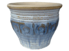 Plant Container, Pots & Planters > Malay Series
Malay Aztec Pot : Stamped Design #302:<br>Rim Unglazed (Lavender/Blue)