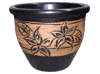 Frost Proof Pots & Planters > Malay Series
Round Rim Malay Pot : Flower Carving #106 (Graphite Black)