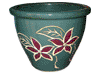 Frost Proof Pots & Planters > Malay Series
Round Rim Malay Pot : Flower Carving #105 (Ocean Green)