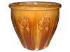 Frost Proof Pots & Planters > Malay Series
Round Rim Malay Pot : Stamped Design #110:<br>Hibicus (Swirl Honey)