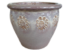 Frost Proof Pots & Planters > Malay Series
Round Rim Malay Pot : Stamped Design #108:<br>Sun Flower (Blossom Brown)