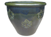 Frost Proof Pots & Planters > Malay Series
Round Rim Malay Pot : Stamped Design #116:<br>Maple Leaf (Imperial Green)