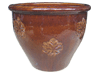 Frost Proof Pots & Planters > Malay Series
Round Rim Malay Pot : Stamped Design #116:<br>Maple Leaf (Running Brown)