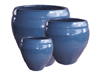 Ceramic Pottery Pots & Planters > Egg Series
Bellied Egg Pot : Rim Glazed (Running Blue)
