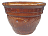 Wholesale Glazed Pottery Pots & Planters > Stackable Series
Camille Pot : Special Art Design: Swirl Grooves (Running Brown)