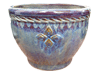 Container Gardening, Pots & Planters > Malay Series
Lipped Malay Pot : Stamped Design #112:<br>Diamond (Running Brown/Blue)