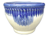 Container Gardening, Pots & Planters > Malay Series
Lipped Malay Pot : Stamped Design #113: Fan<br>(Swirl Blue/Cream)
