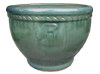 Container Gardening, Pots & Planters > Malay Series
Lipped Malay Pot : Stamped Design #113: Fan<br>(Imperial Green)