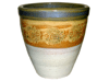 Garden Pottery Pots & Planters > Egg Series
New Egg Pot : Stamped Design #108:<br>Sun Flower (Green/Beige)