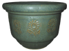 Wholesale Pottery Supply, Pots & Planters > Stackable Series
Patio Pot : Stamped Design #108:<br>Sun Flower (Imperial Green)