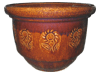 Wholesale Pottery Supply, Pots & Planters > Stackable Series
Patio Pot : Stamped Design #108:<br>Sun Flower (Brown)