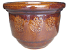 Wholesale Pottery Supply, Pots & Planters > Stackable Series
Patio Pot : Stamped Design #110:<br>Hibicus (Brown)