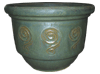 Wholesale Pottery Supply, Pots & Planters > Stackable Series
Patio Pot : Stamped Design #110:<br>Musical Sign (Imperial Green)