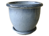 Wholesale Outdoor Pottery Pots & Planters > Pot w/ Saucer Series
Planter with Saucer : Plain Color:<br>Rim Glazed (Blossom Black)