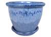 Wholesale Outdoor Pottery Pots & Planters > Pot w/ Saucer Series
Planter with Saucer : Plain Color:<br>Rim Glazed (Blossom Blue)