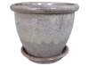 Wholesale Outdoor Pottery Pots & Planters > Pot w/ Saucer Series
Planter with Saucer : Plain Color:<br>Rim Glazed (Blossom Brown)