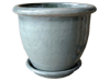 Wholesale Outdoor Pottery Pots & Planters > Pot w/ Saucer Series
Planter with Saucer : Plain Color:<br>Rim Glazed (Blossom Green)