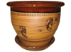 Wholesale Outdoor Pottery Pots & Planters > Pot w/ Saucer Series
Planter with Saucer : Southwest Design:<br>Kokopelli II (Brush Brown)