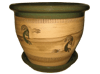 Wholesale Outdoor Pottery Pots & Planters > Pot w/ Saucer Series
Planter with Saucer : Southwest Design:<br>Kokopelli II (Tea Green)
