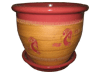 Wholesale Outdoor Pottery Pots & Planters > Pot w/ Saucer Series
Planter with Saucer : Southwest Design:<br>Kokopelli II (Maroon)