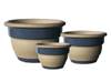 Wholesale Garden Supplier, Pots & Planters > Stackable Series
Squat Bell Pot : Centre Dot Carving (Running Blue)