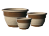 Wholesale Garden Supplier, Pots & Planters > Stackable Series
Squat Bell Pot : Centre Dot Carving (Running Honey)