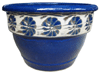 Wholesale Garden Supplier, Pots & Planters > Stackable Series
Squat Bell Pot : Stamped Design #113: Fan<br>(Imperial Blue)