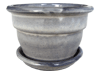 Wholesale Ceramic Pottery Pots & Planters > Pot w/ Saucer Series
Squat Bell Pot with Saucer : Plain Color:<br>Rim Glazed (Blossom Black)
