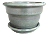 Wholesale Ceramic Pottery Pots & Planters > Pot w/ Saucer Series
Squat Bell Pot with Saucer : Plain Color:<br>Rim Glazed (Blossom Green)