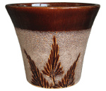 Pottery Supply, Pots & Planters > Flared Series
Stamford Planter : Sandy Carving:<br>Fern Leaf (Dark Brown)